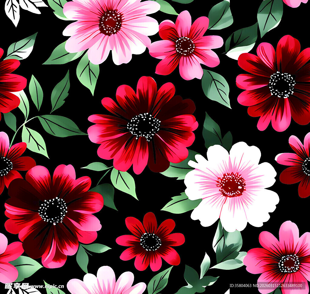 多彩花卉图案绚丽绽放