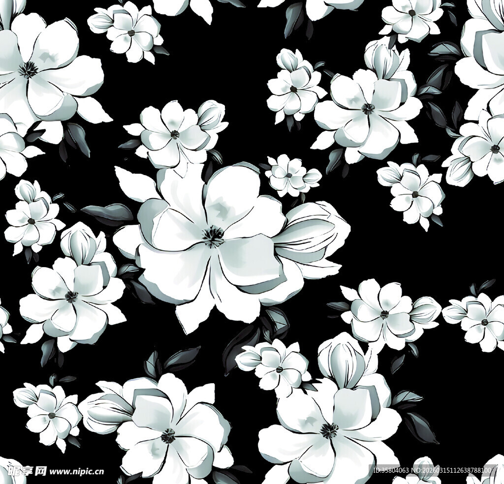 黑白花卉图案背景