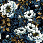 蓝底白花花卉图案设计