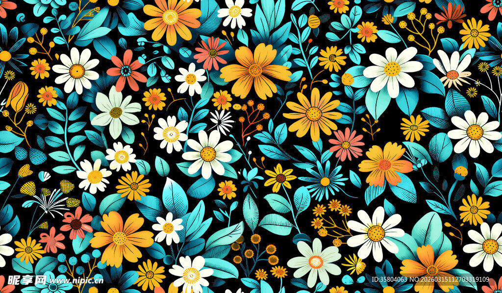 多彩花卉图案背景