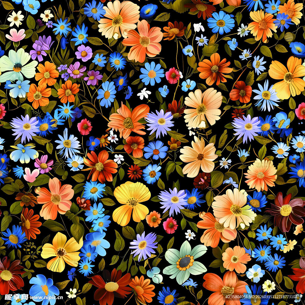 缤纷多彩花卉图案