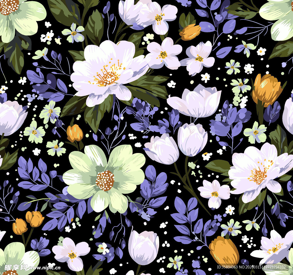 花卉图案清新自然的花色世界