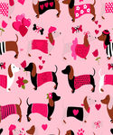 粉色背景可爱腊肠犬图案