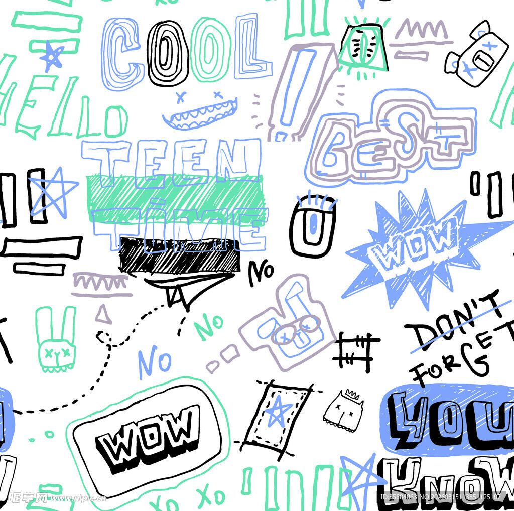 手绘涂鸦风格创意元素集合