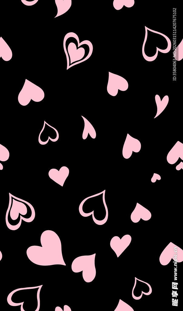 粉色心形图案黑色背景