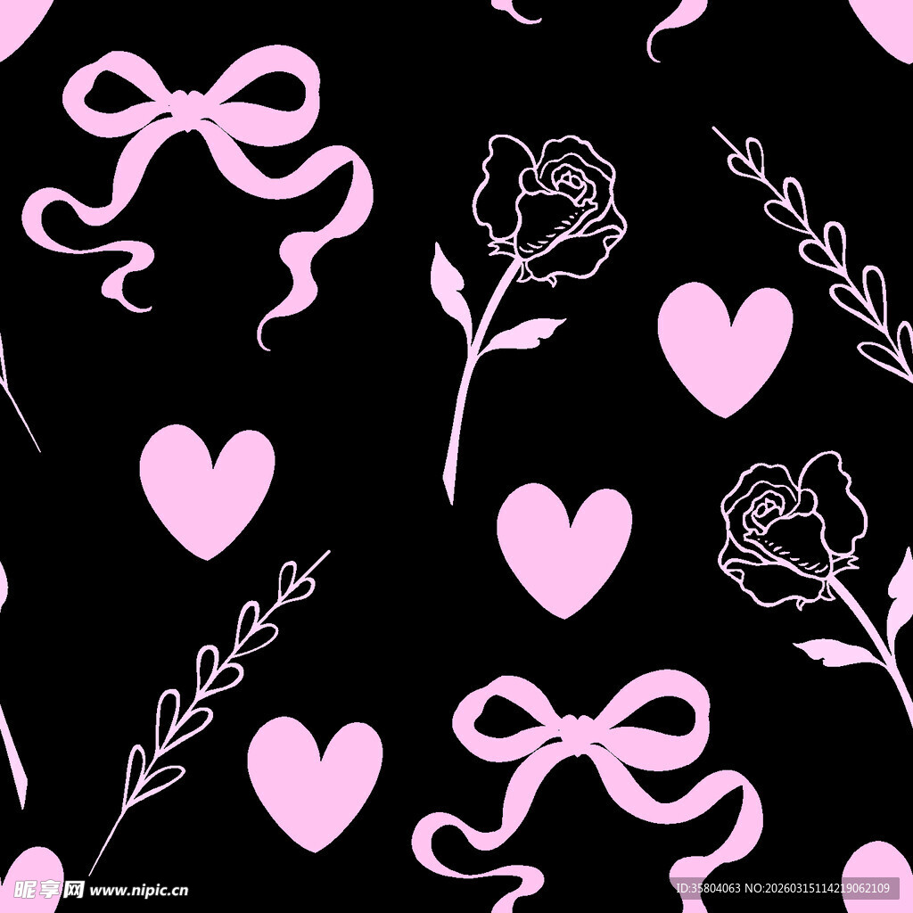 粉色浪漫花卉爱心图案