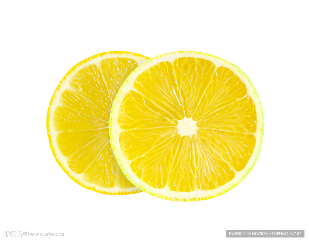 两片鲜切柠檬片