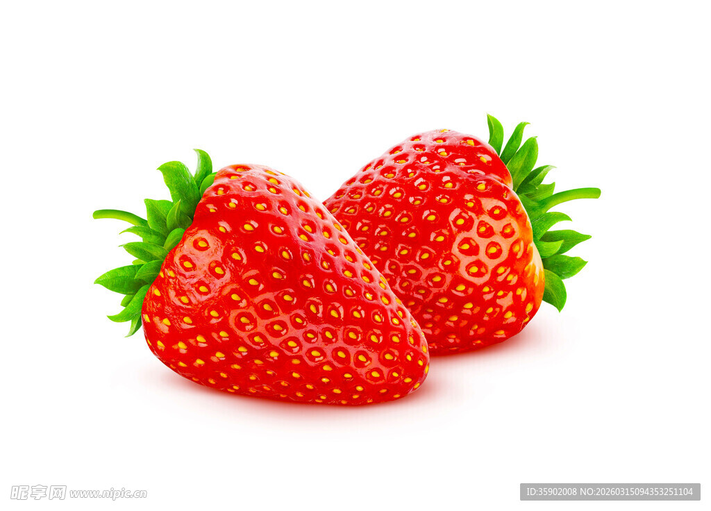新鲜双颗草莓