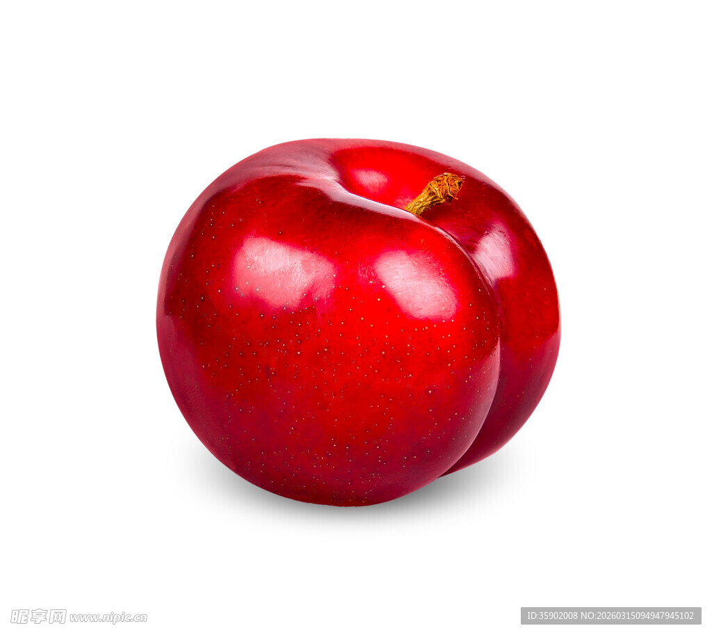 鲜红饱满的单个李子