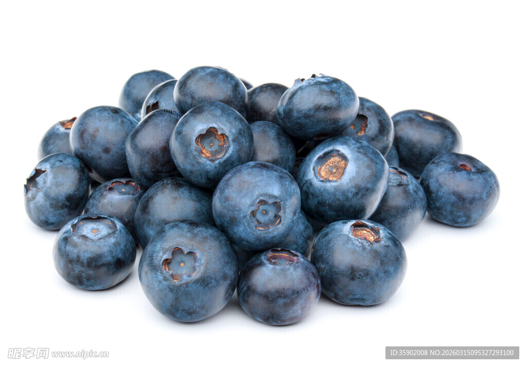 新鲜饱满蓝莓堆叠