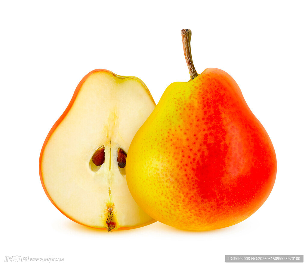 红黄相间梨的特写