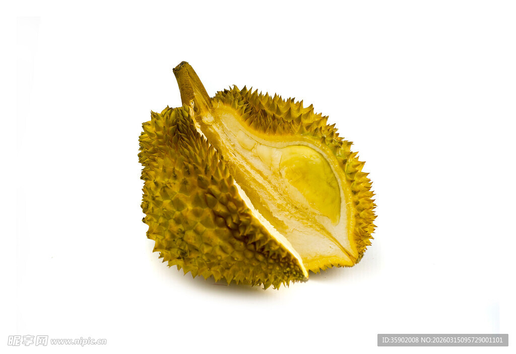 剥开的榴莲果肉特写