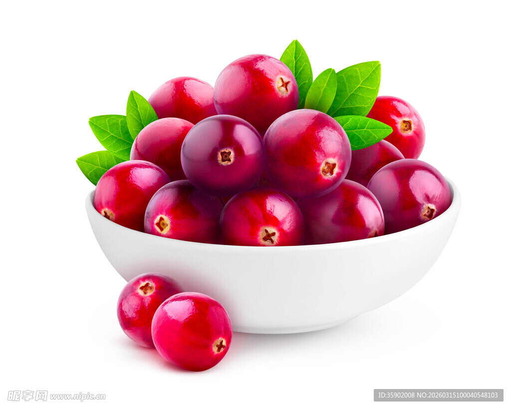 白碗中的新鲜蔓越莓