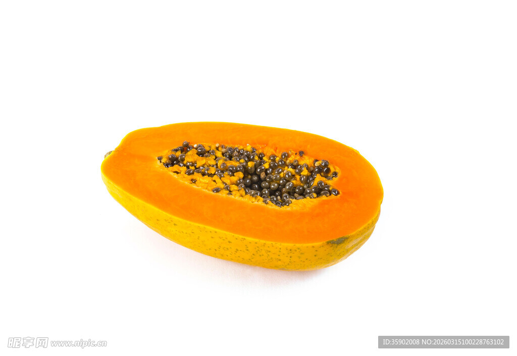 切开的木瓜特写