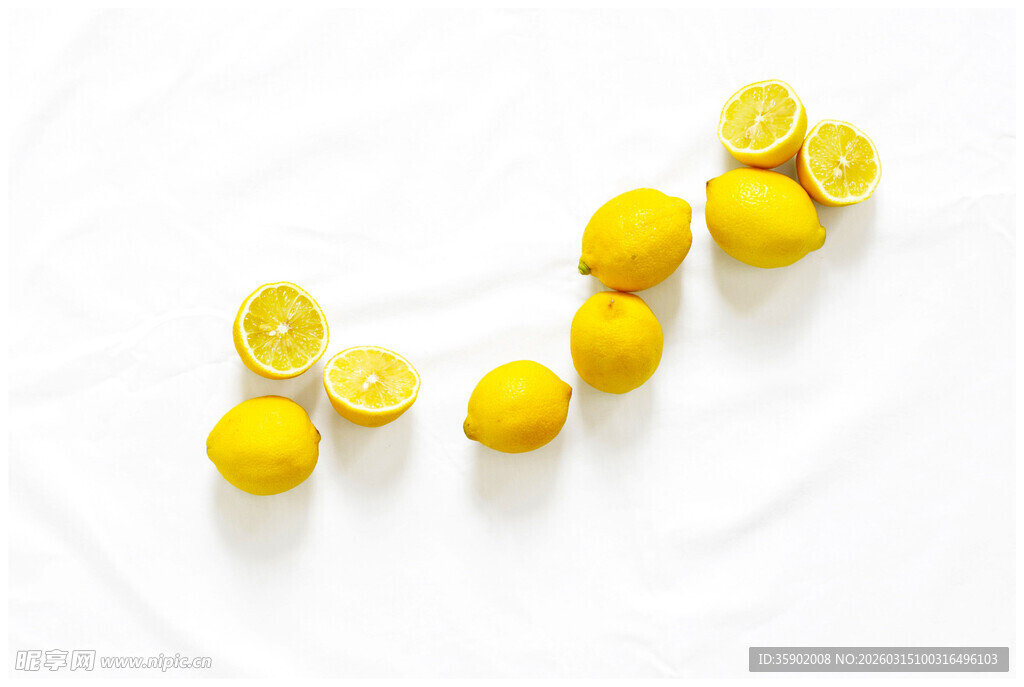 柠檬排列展示清新画面
