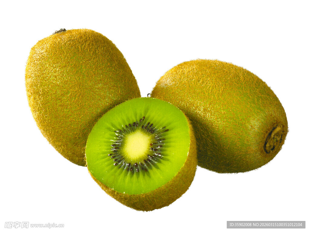 新鲜猕猴桃果肉翠绿诱人