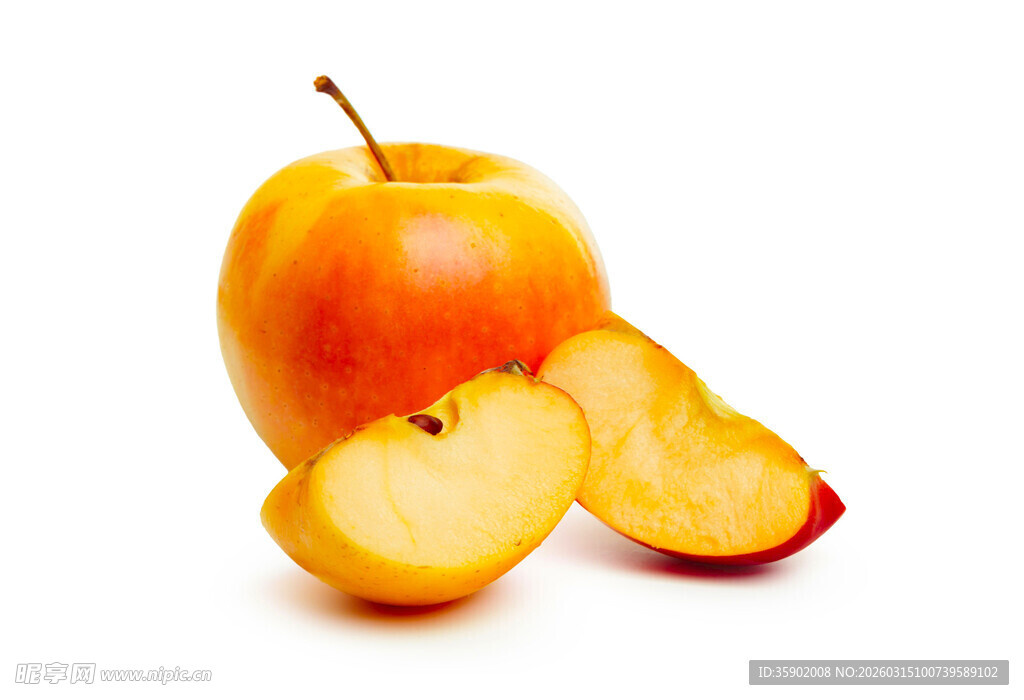 新鲜红黄苹果及切片