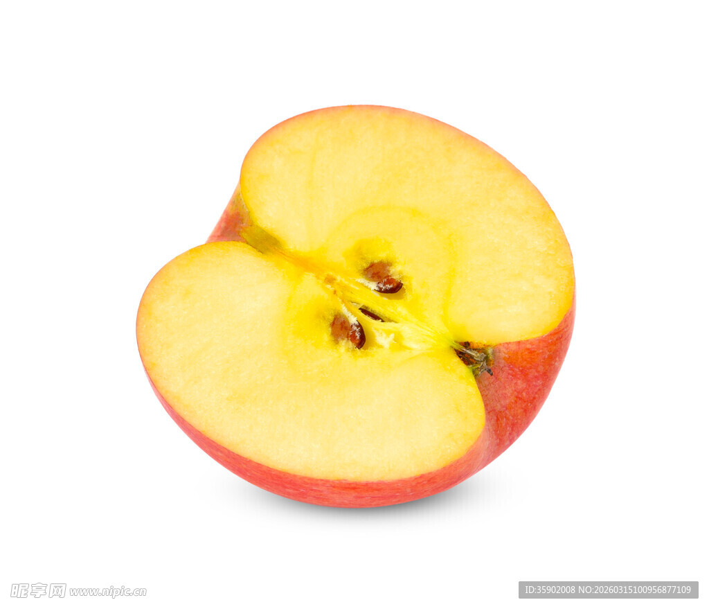 半颗红黄相间的新鲜苹果