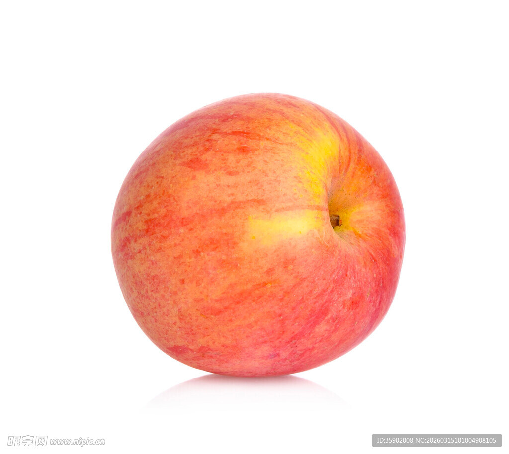 鲜红饱满的单个水蜜桃