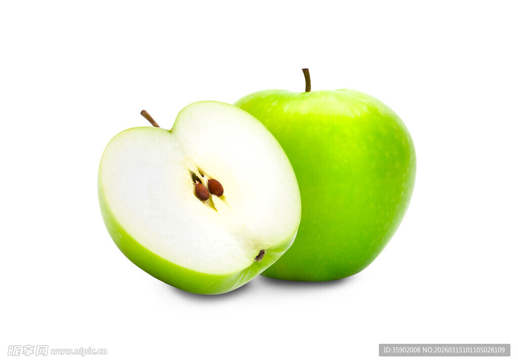 青苹果一半切开一半完整