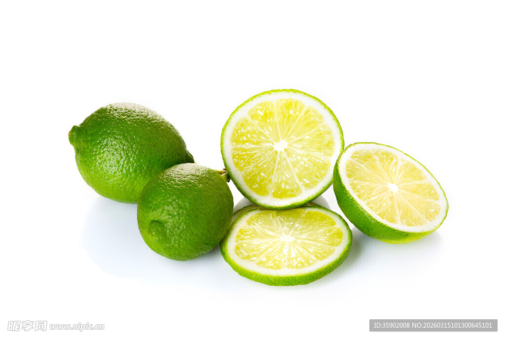 新鲜青柠切片与整果展示