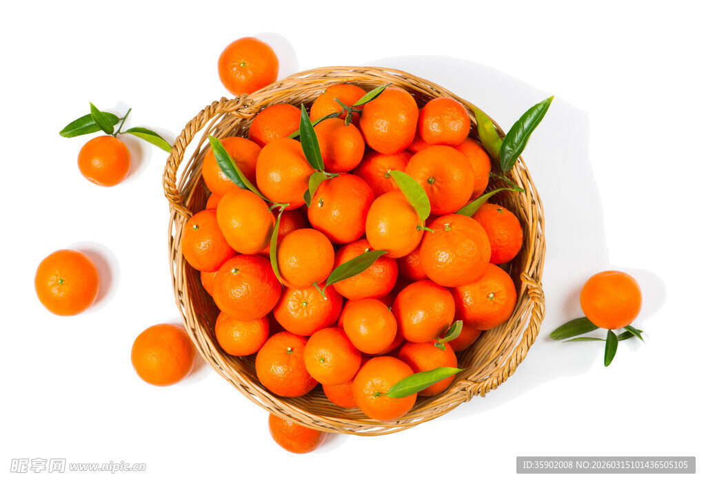竹篮中的新鲜金桔