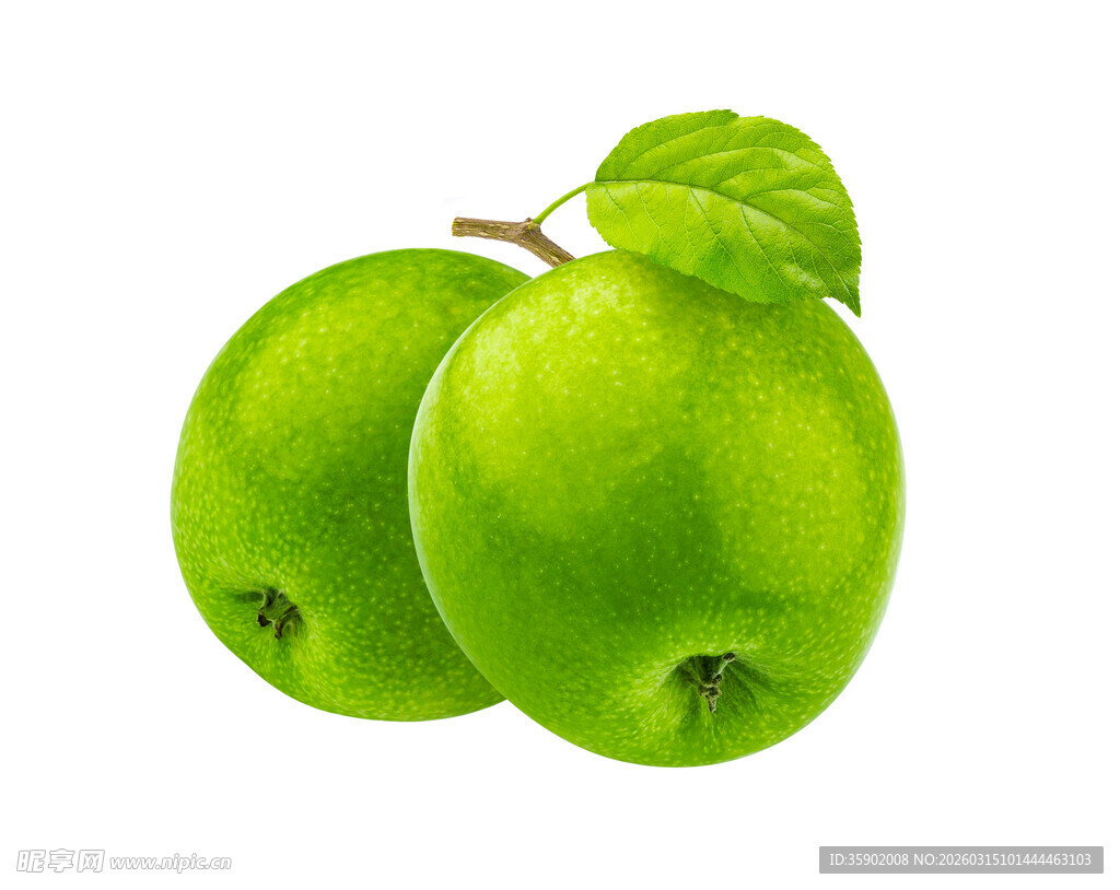 两个鲜绿的青苹果