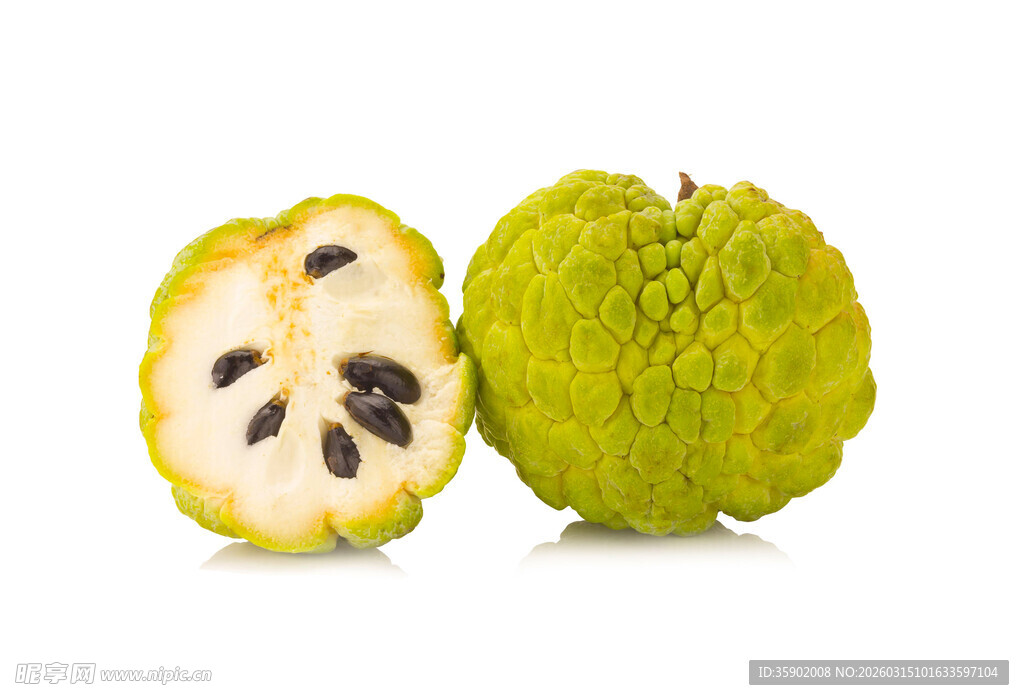 释迦果切开与完整果实展示