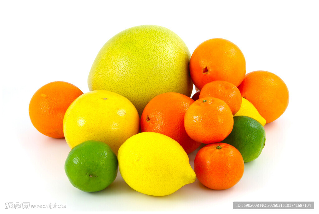 多彩柑橘类水果堆叠