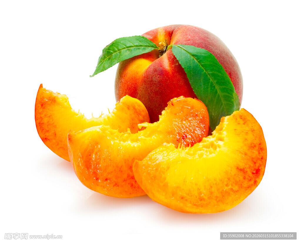 新鲜水蜜桃切片展示