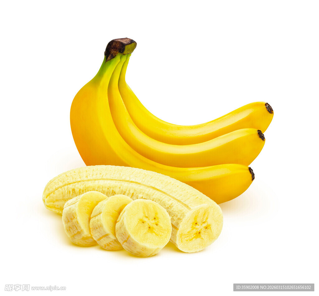 新鲜香蕉及切片展示