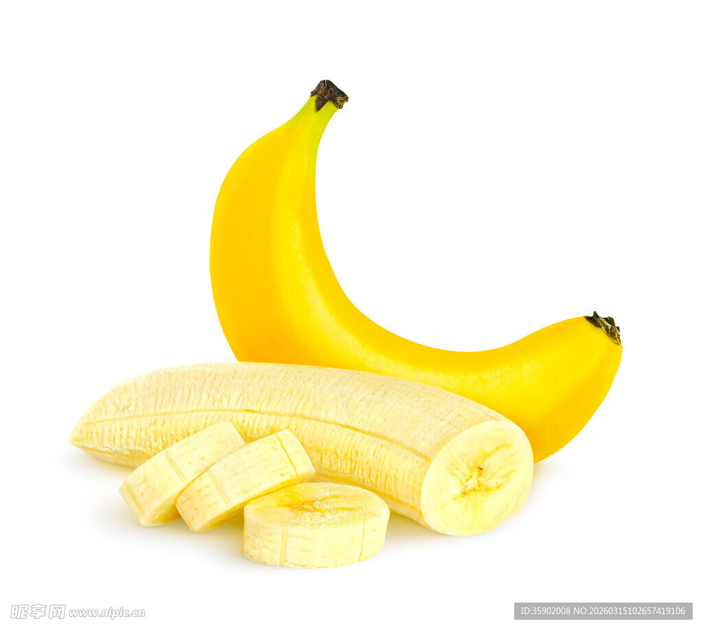 新鲜香蕉及切片