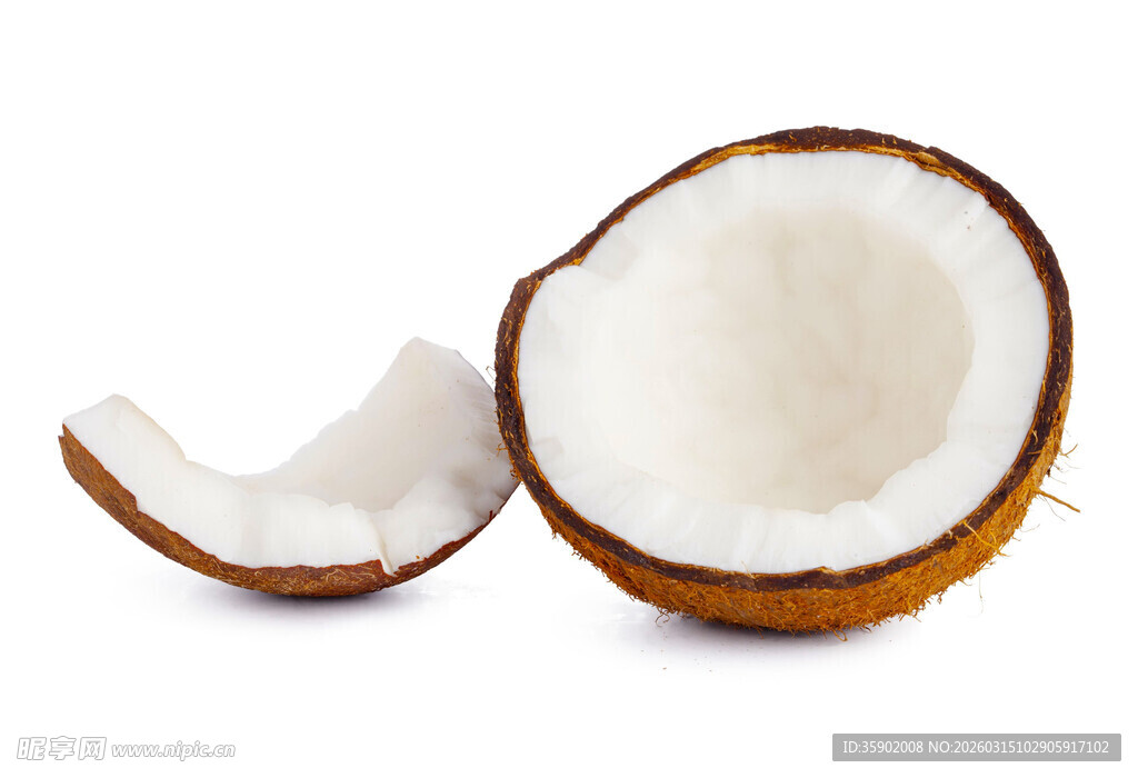 切开的新鲜椰子