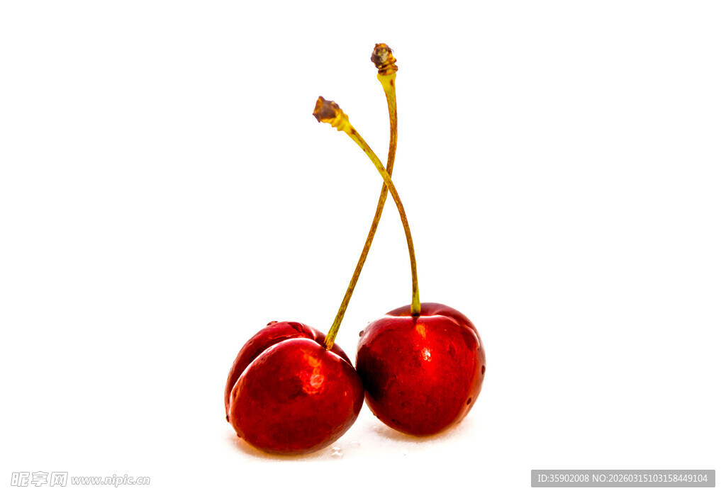 两颗鲜红饱满的樱桃