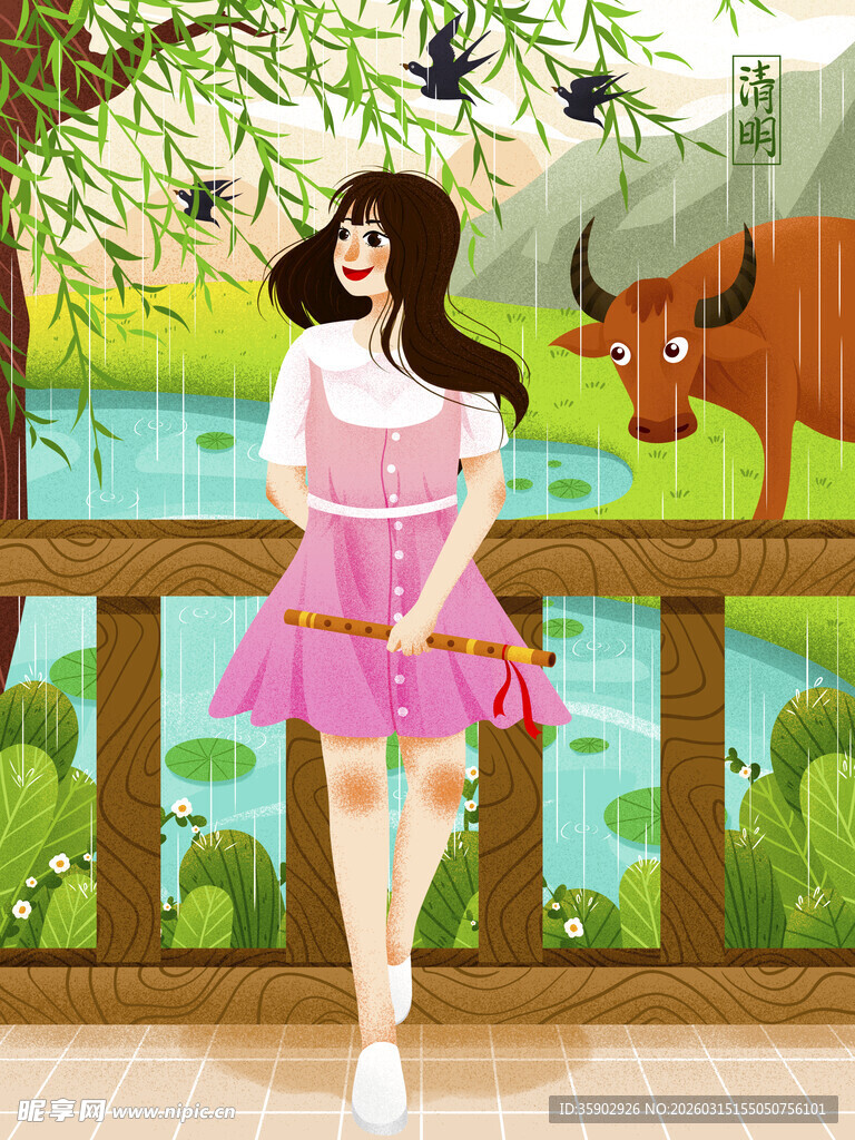 女孩在田园阳台优雅起舞