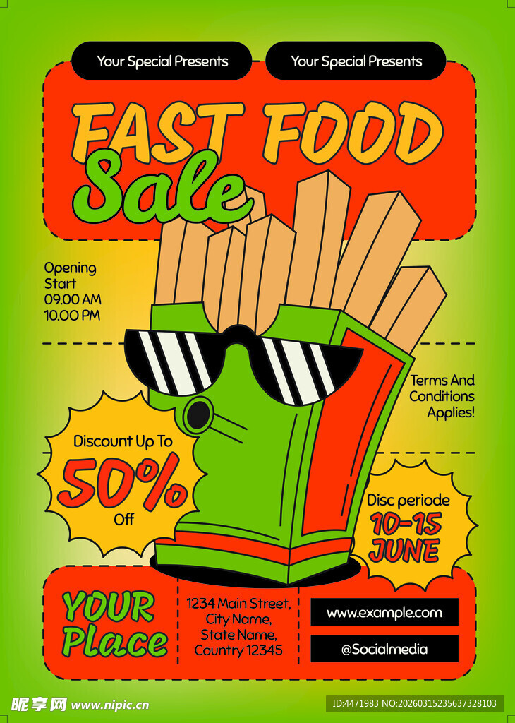 快餐促销薯条享五折优惠