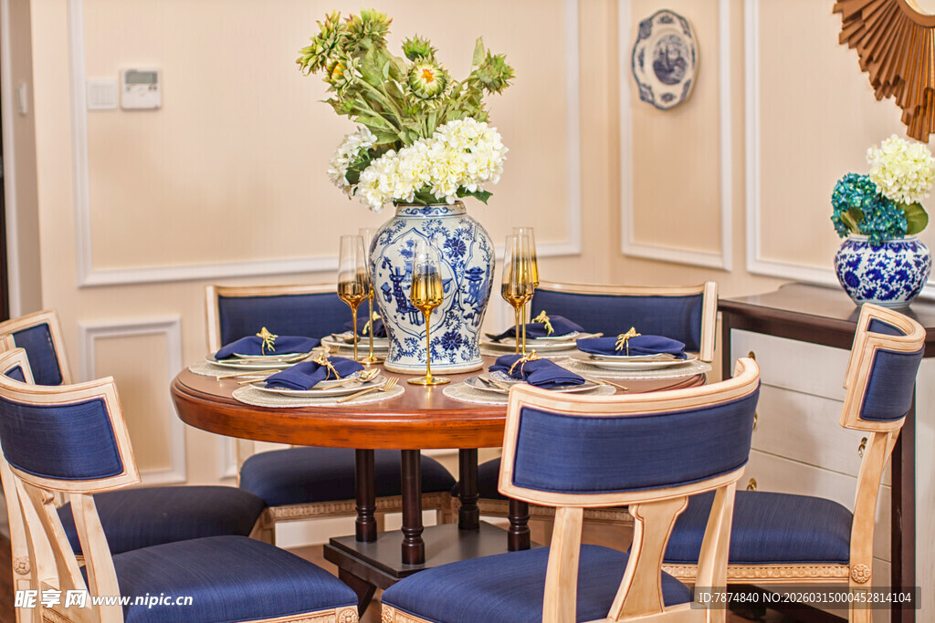 优雅欧式餐厅桌椅装饰布置