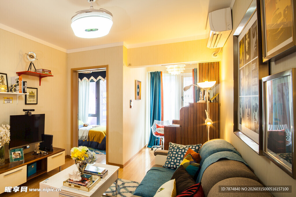 温馨现代风客厅室内场景