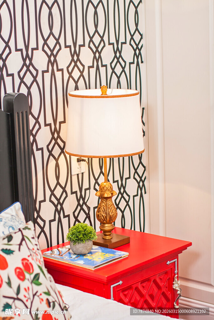 复古风卧室床头柜台灯摆件