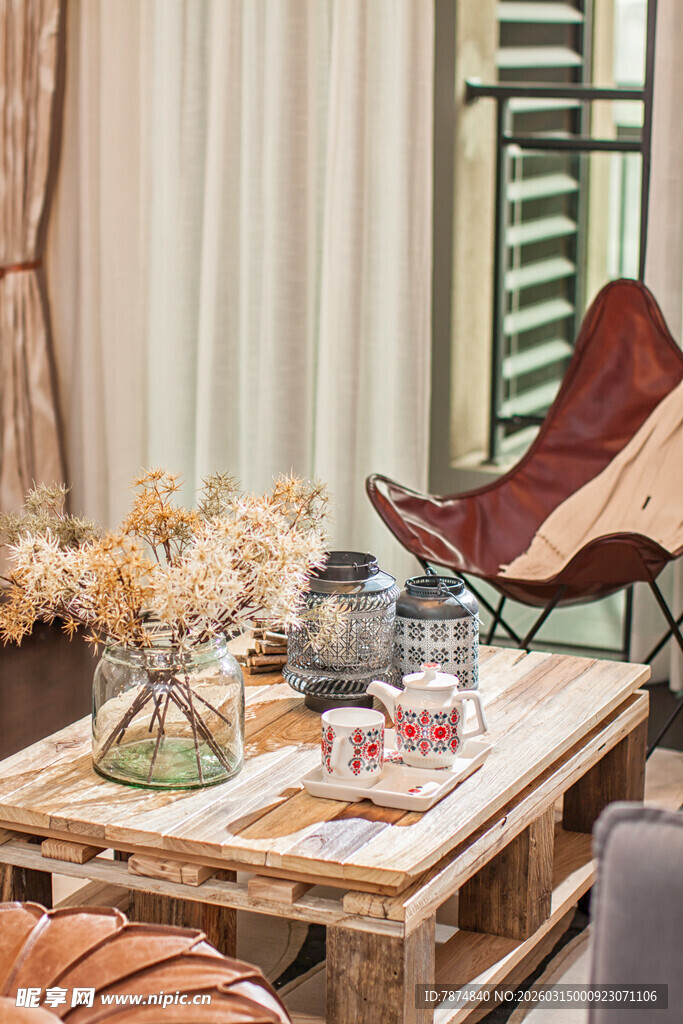 复古风客厅休闲角落场景