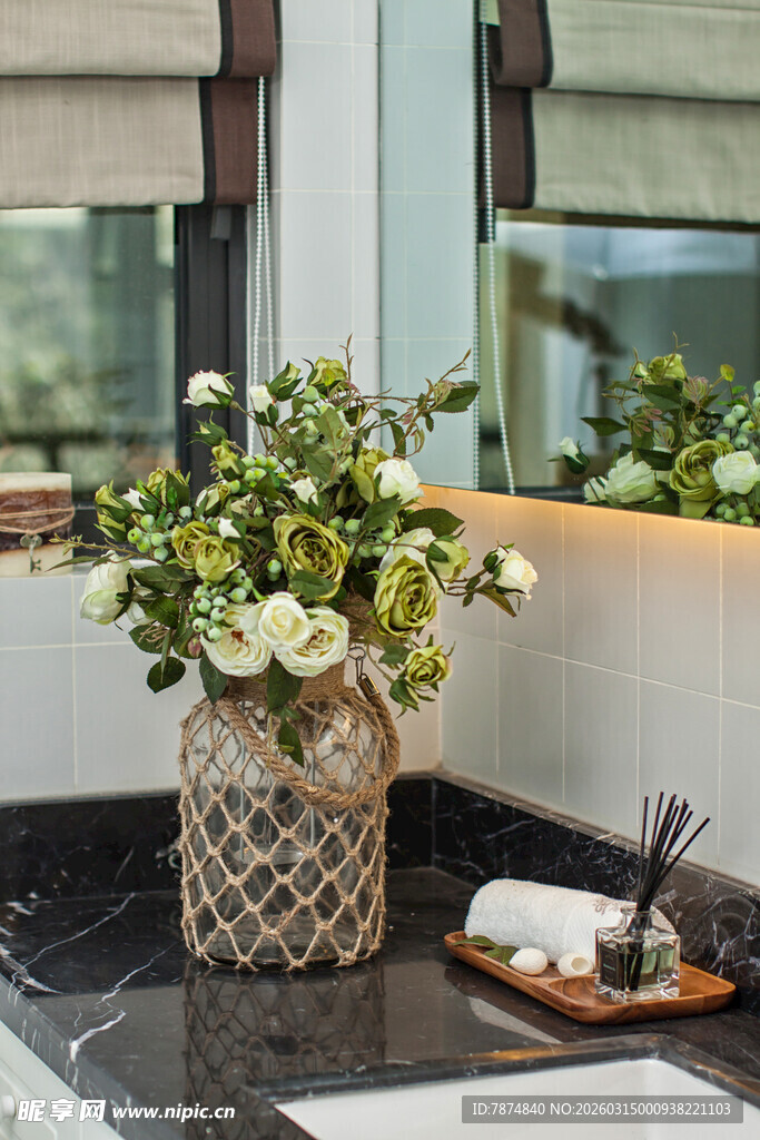 浴室花瓶插花装饰摆件