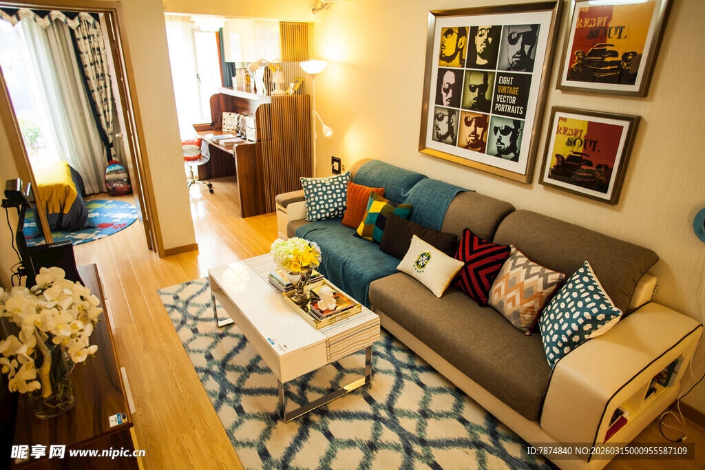 温馨现代风客厅家居场景