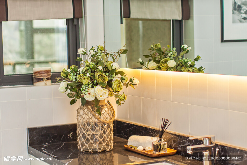 浴室花瓶绿植装饰景致