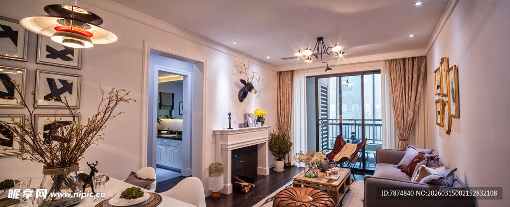 温馨现代风客厅室内场景