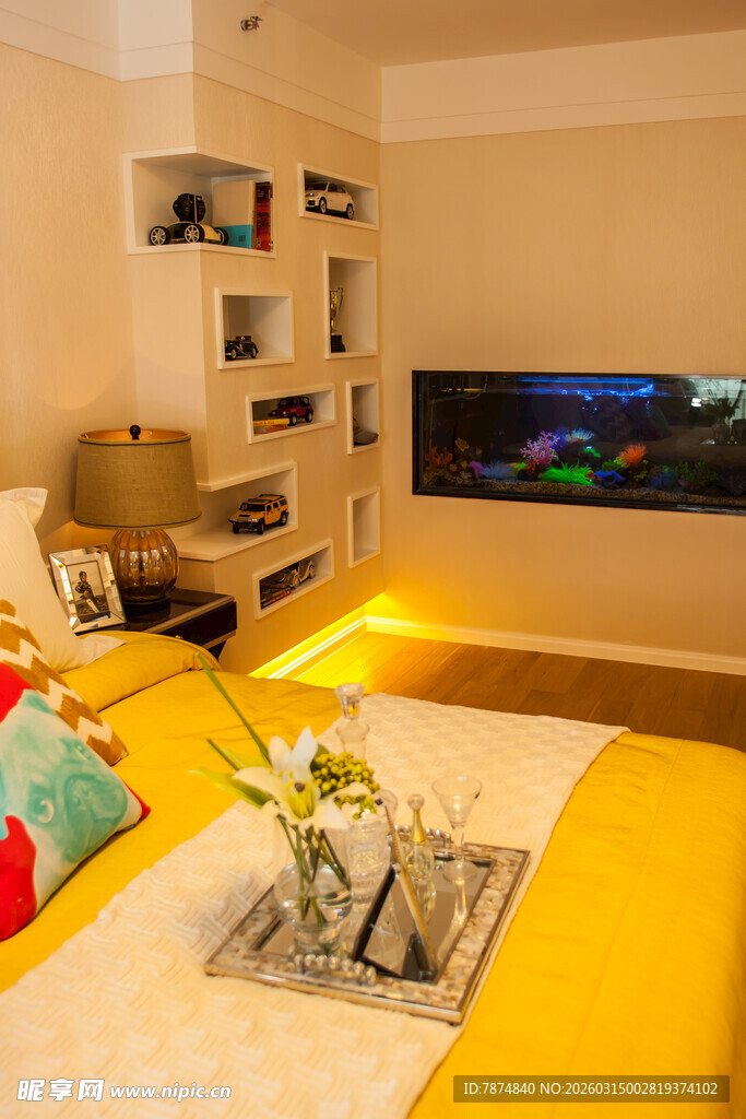 温馨现代风卧室客厅一体化空间