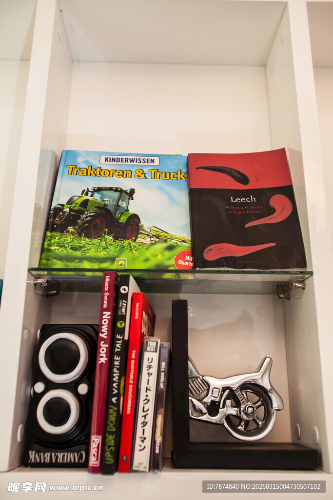 书架上的书籍与唱片收藏