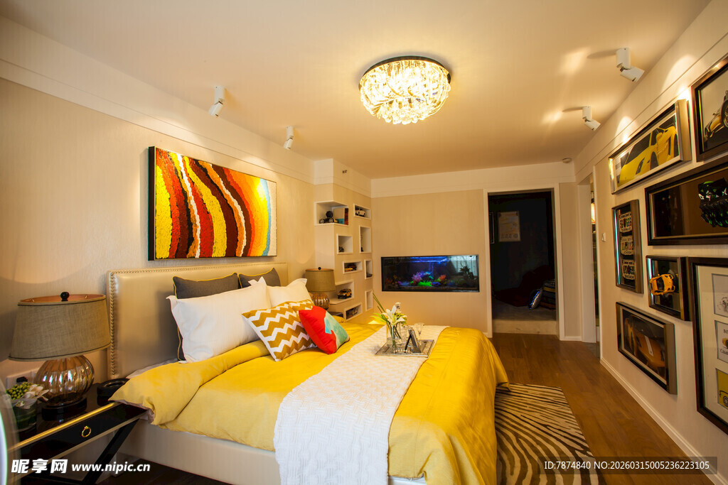 温馨现代风卧室室内场景