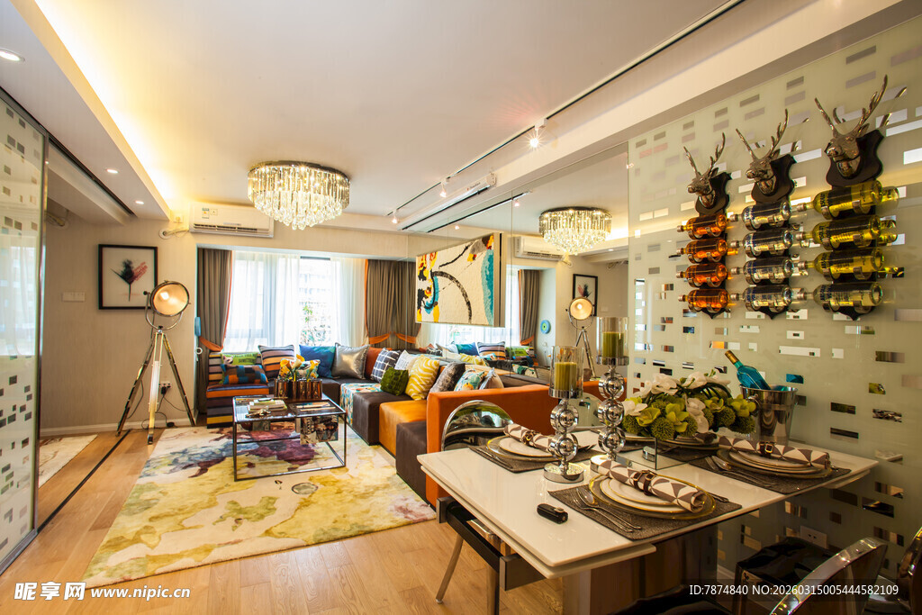 现代风温馨客厅室内场景