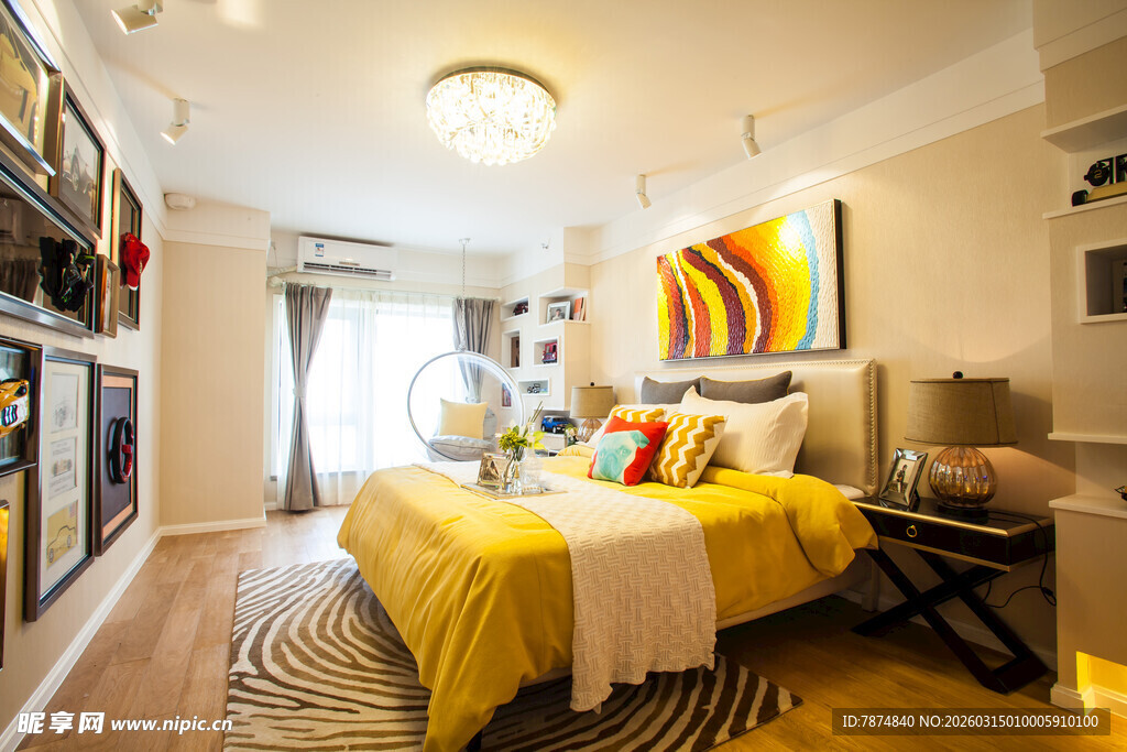 温馨现代风卧室室内场景