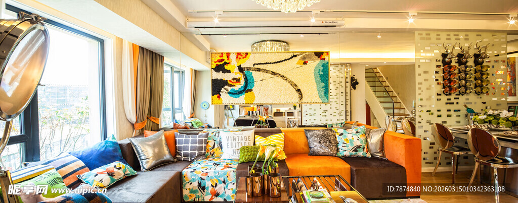 多彩温馨客厅室内场景